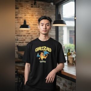 Vintage Charizard Pokémon T-Shirt – Retro Black Graphic Tee for Collectors & Fan